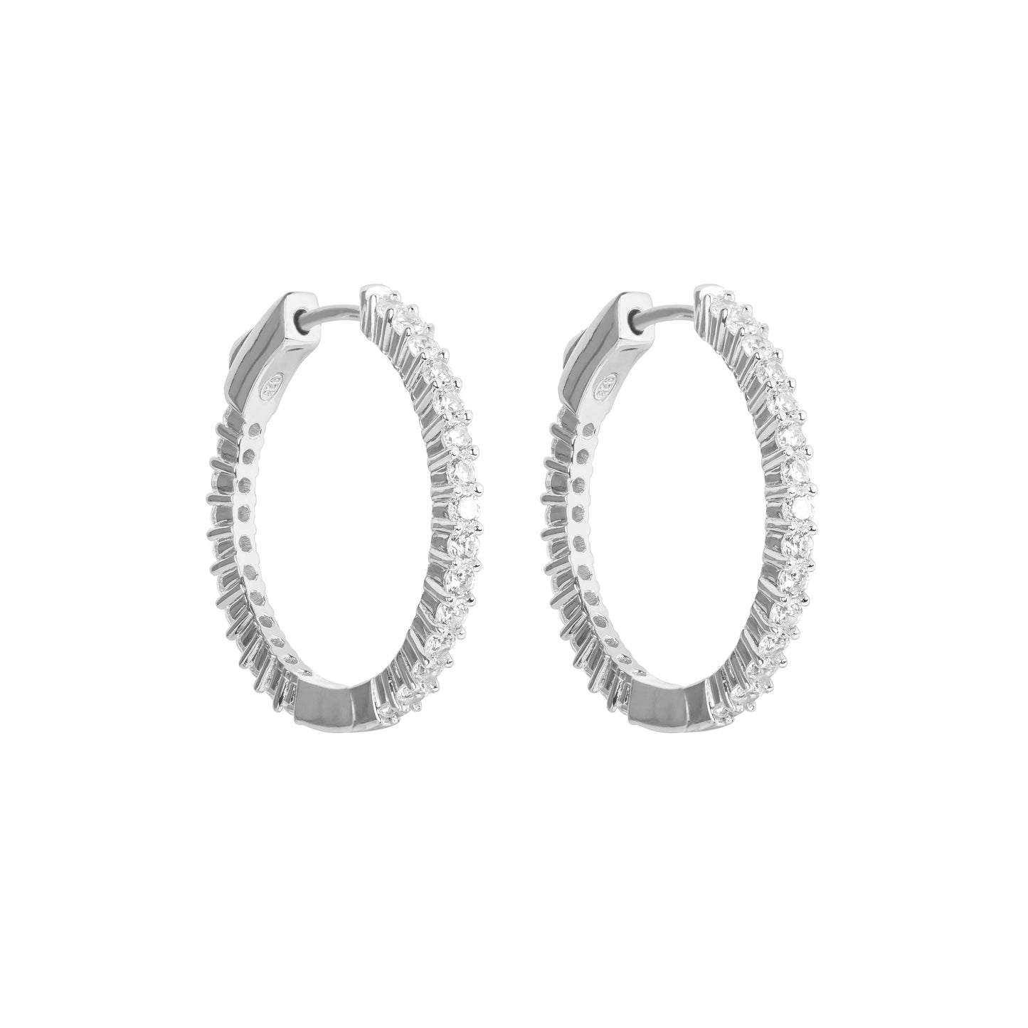 Diamond Hoops Silver