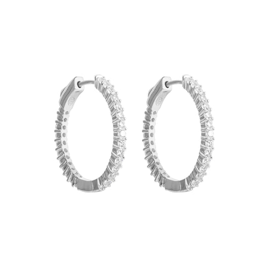 Diamond Hoops Silver
