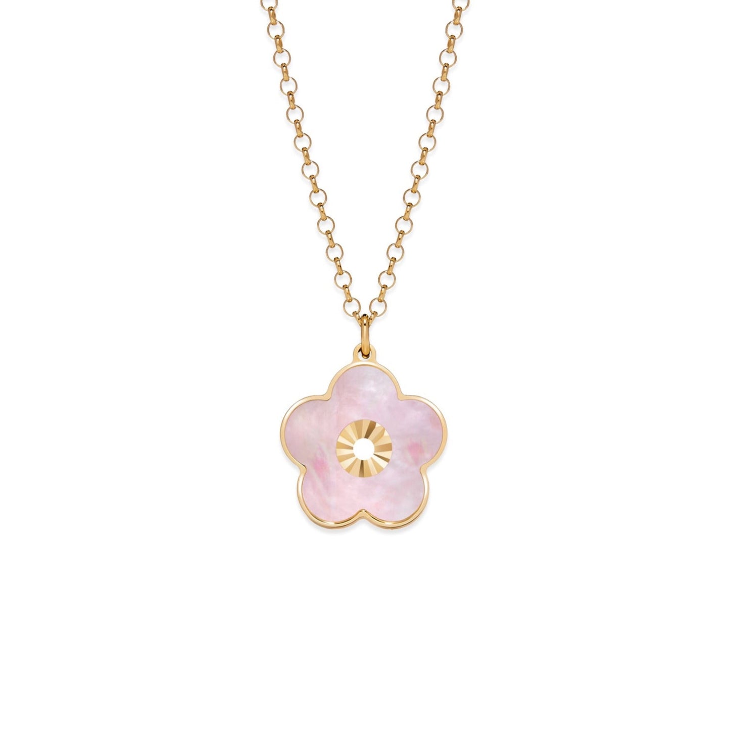 Mother Of Pearl Flower Pendant Necklace