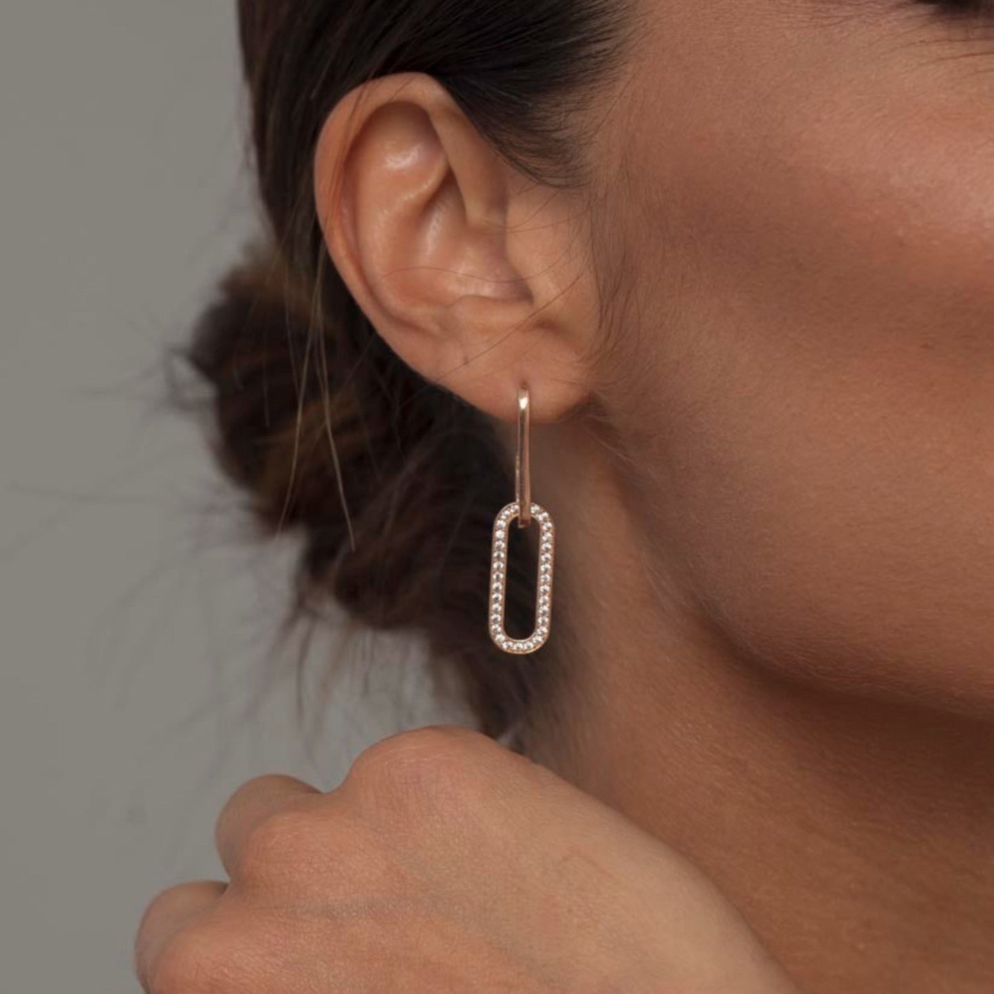 Oval Link Double Earring