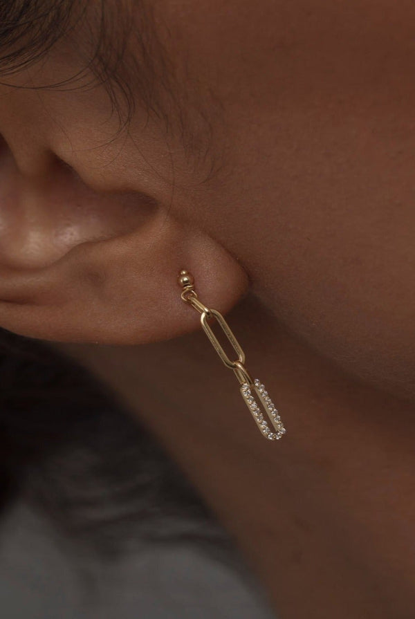 Duo Link Stud Earrings 9 Karat Gold