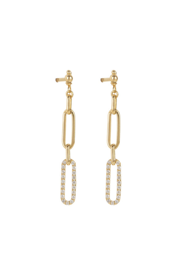 Duo Link Stud Earrings 9 Karat Gold