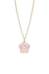 Mother Of Pearl Flower Pendant Necklace