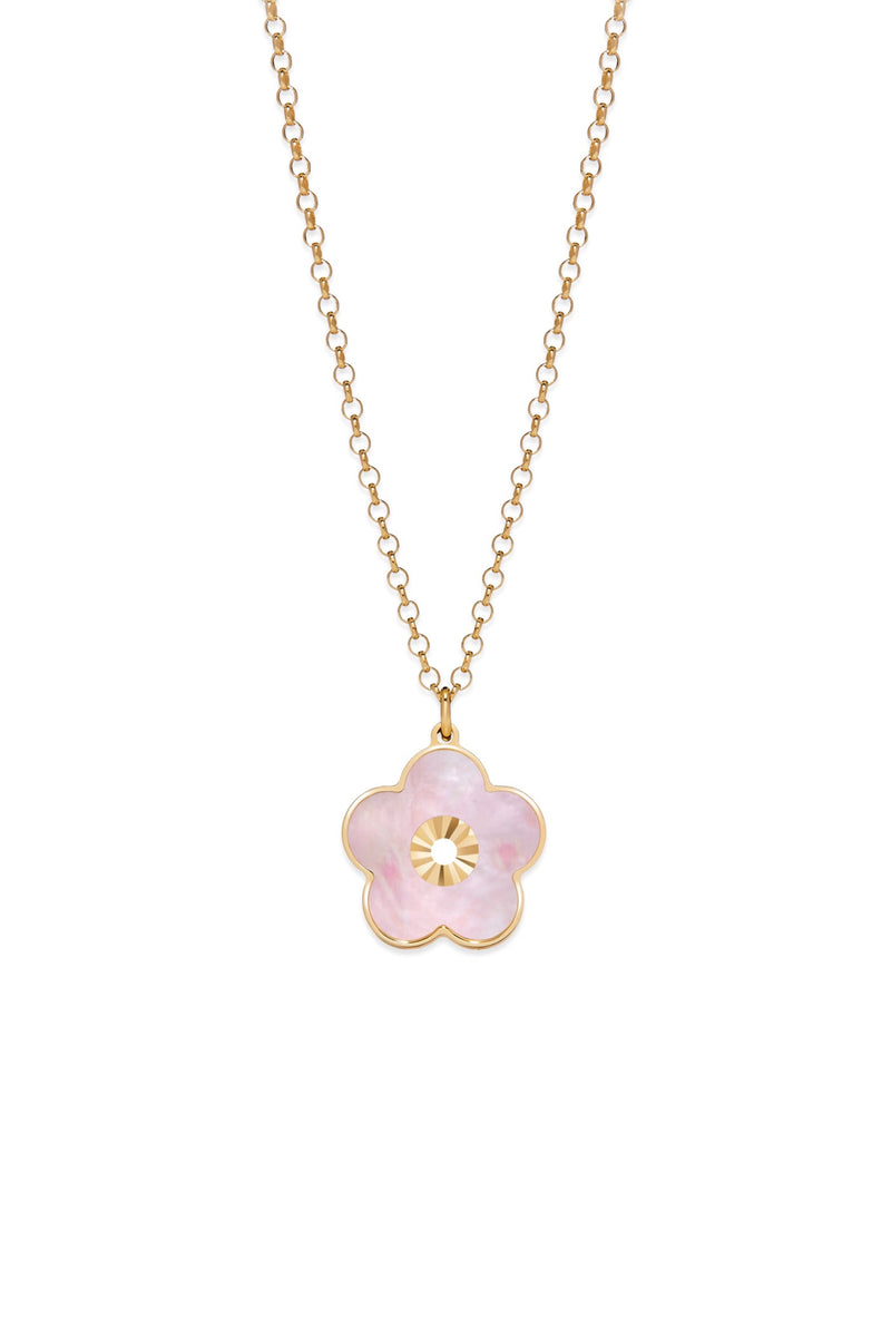 Mother Of Pearl Flower Pendant Necklace